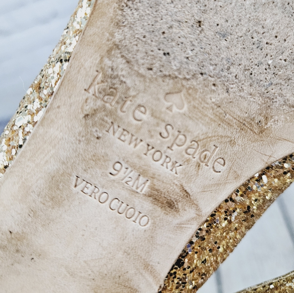 KATE SPADE | Nella glitter sparkle bow cap toe slip-on ballet flats - Picture 9 of 11